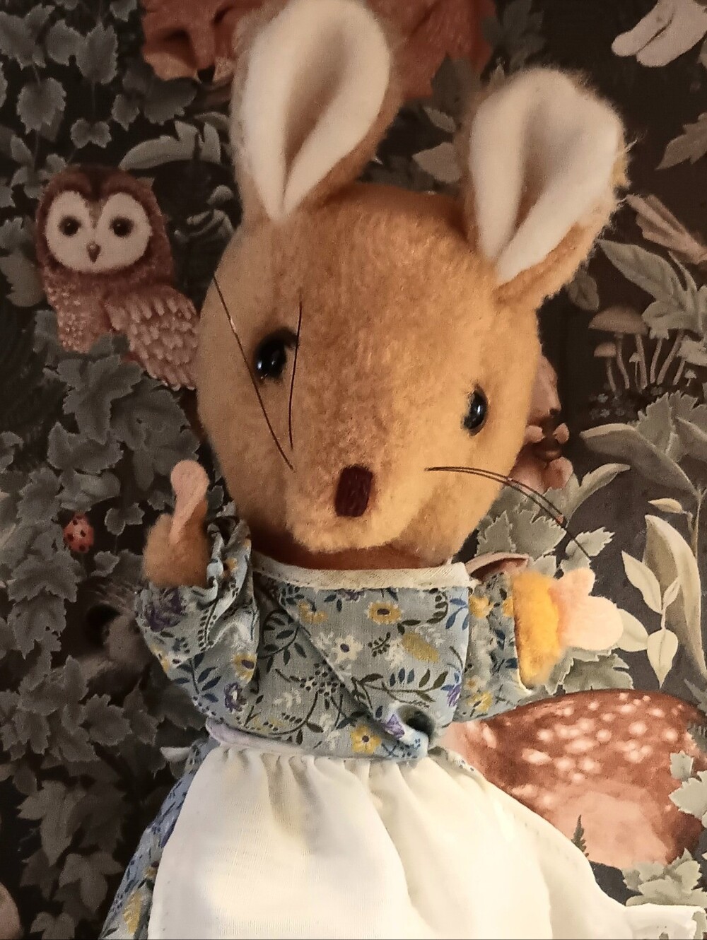 VTG Lady Mouse 70s 80s Beatrix Potter Plush, Cottagecore Whimsy Stuffed Animal